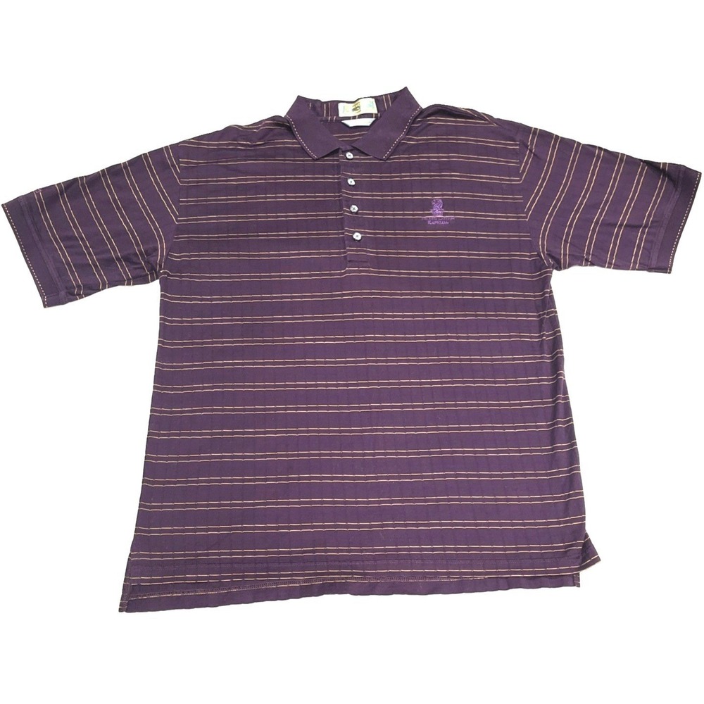 Descente Ritz Carlton Kapalua Polo Shirt Mens Purple Striped Egyptian Cotton L